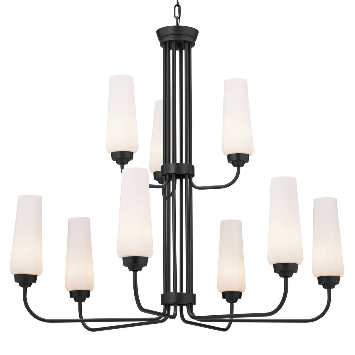 KICHLER 52482BK Truby 34" 9 Light 2-Tier Chandelier Black