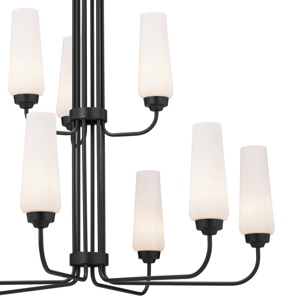 KICHLER 52482BK Truby 34" 9 Light 2-Tier Chandelier Black