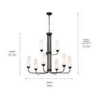 KICHLER 52482BK Truby 34" 9 Light 2-Tier Chandelier Black