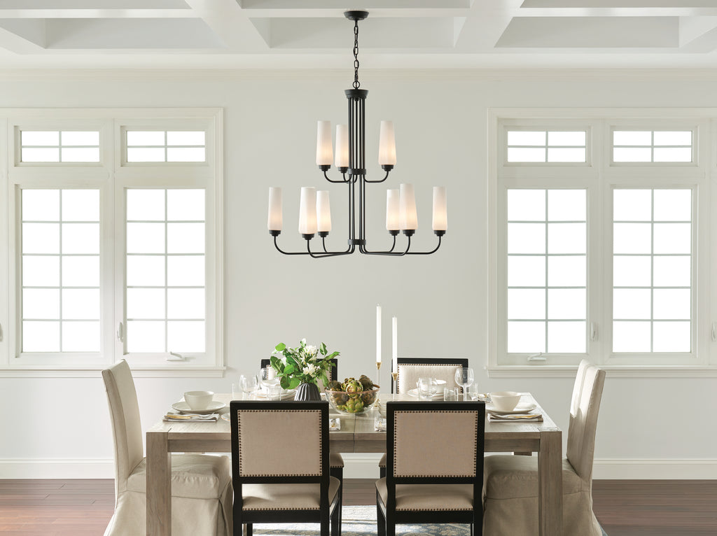 KICHLER 52482BK Truby 34" 9 Light 2-Tier Chandelier Black