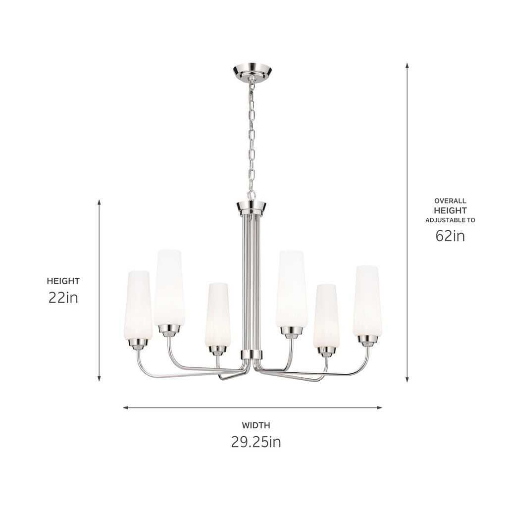 KICHLER 52480PN Truby 29" 6 Light Chandelier Polished Nickel