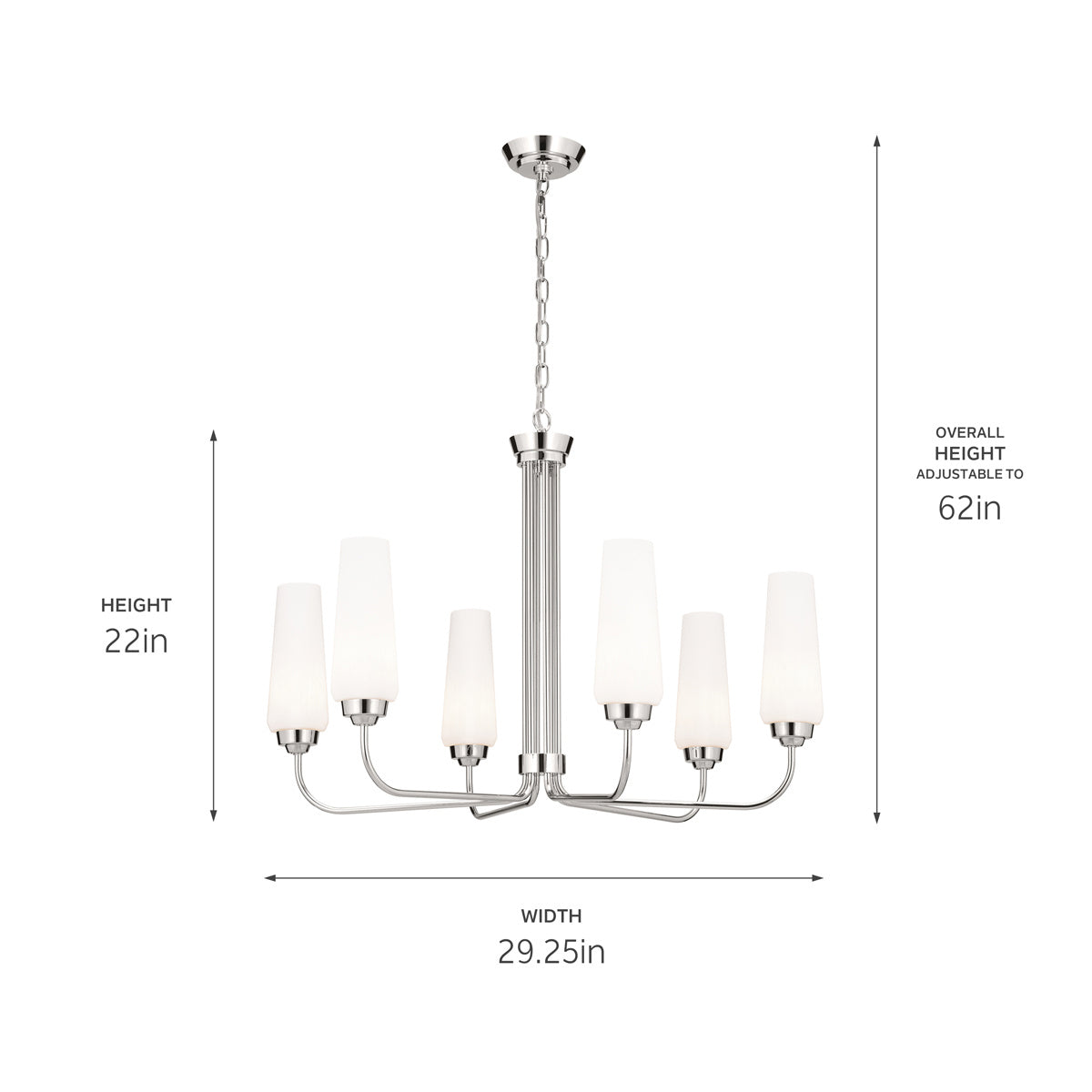 KICHLER 52480PN Truby 29" 6 Light Chandelier Polished Nickel