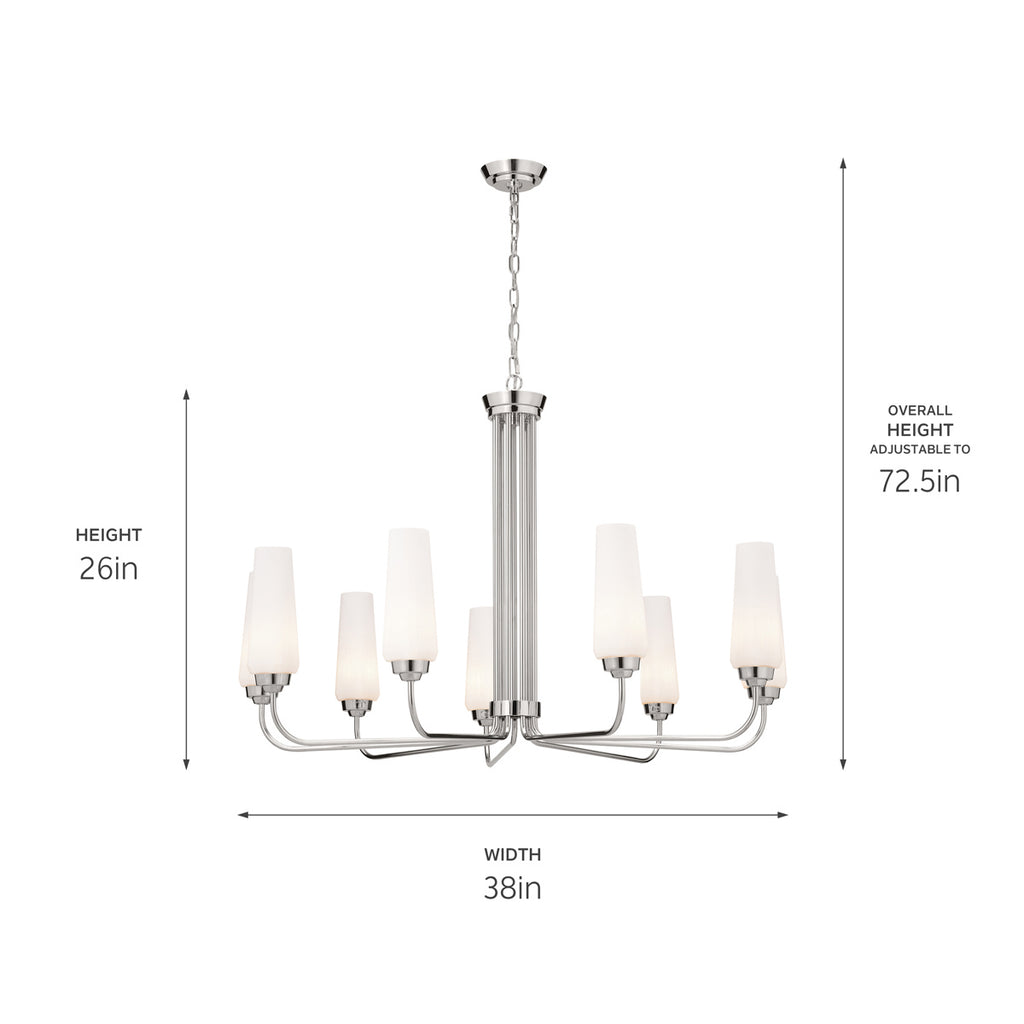 KICHLER 52481PN Truby 38" 9 Light Chandelier Polished Nickel