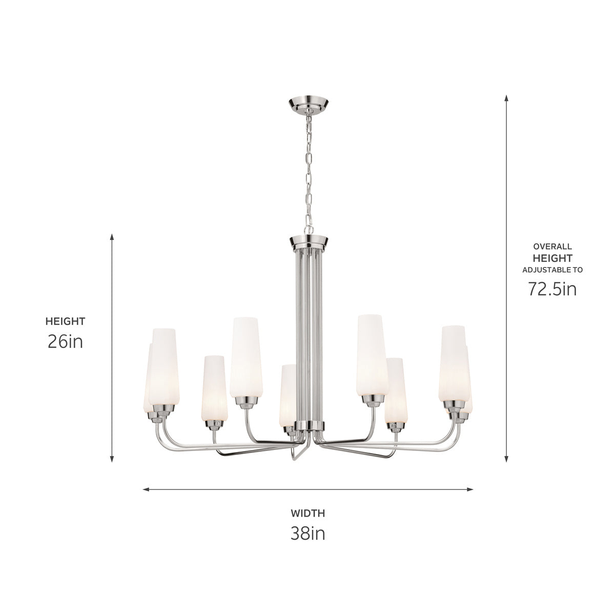 KICHLER 52481PN Truby 38" 9 Light Chandelier Polished Nickel