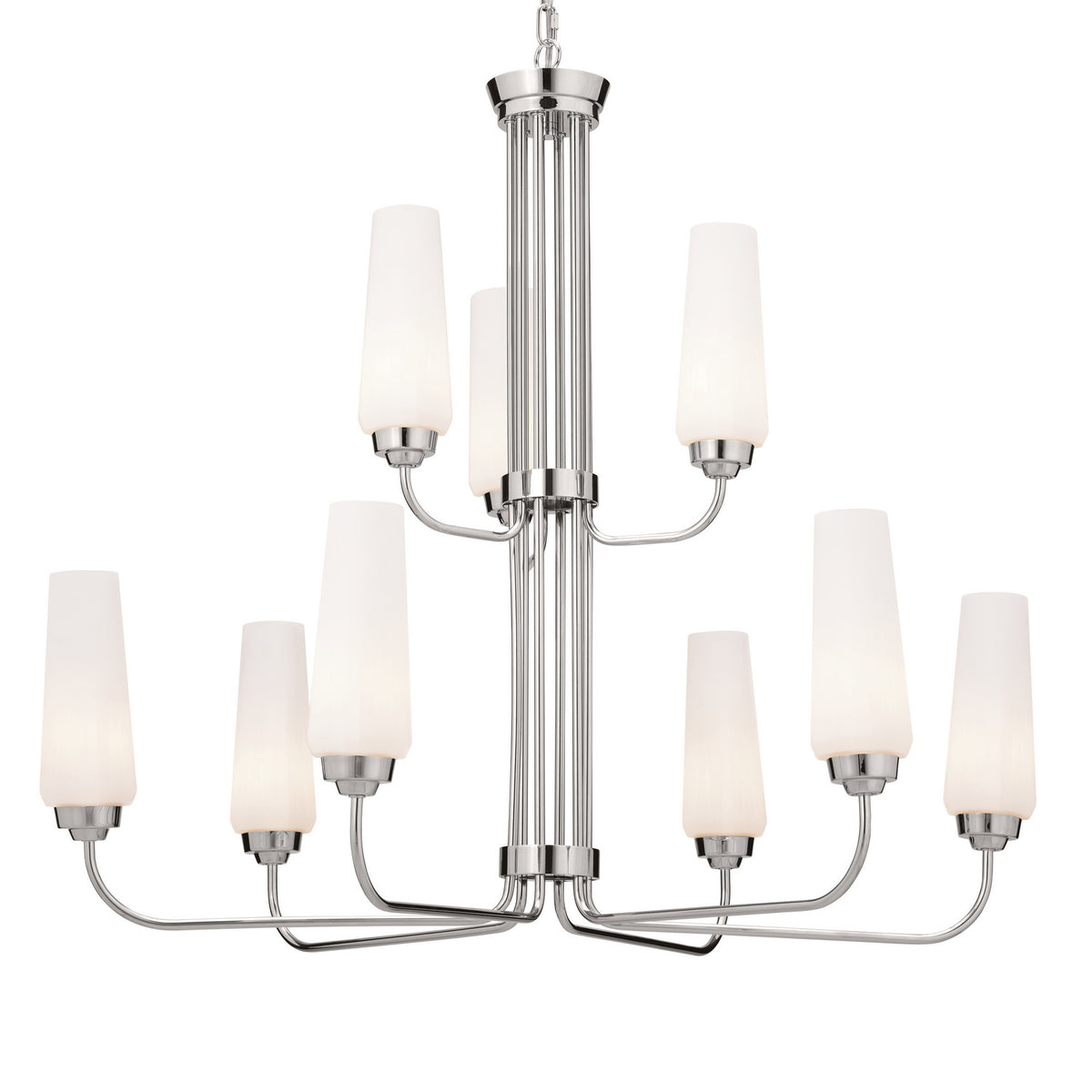 KICHLER 52482PN Truby 34" 9 Light 2-Tier Chandelier Polished Nickel