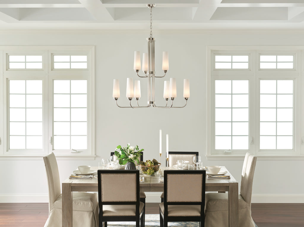 KICHLER 52482PN Truby 34" 9 Light 2-Tier Chandelier Polished Nickel