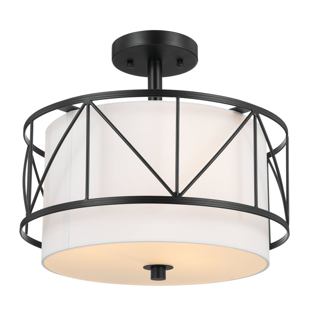 KICHLER 52074BK Birkleigh 14" 3 Light Pendant/Semi Flush Black