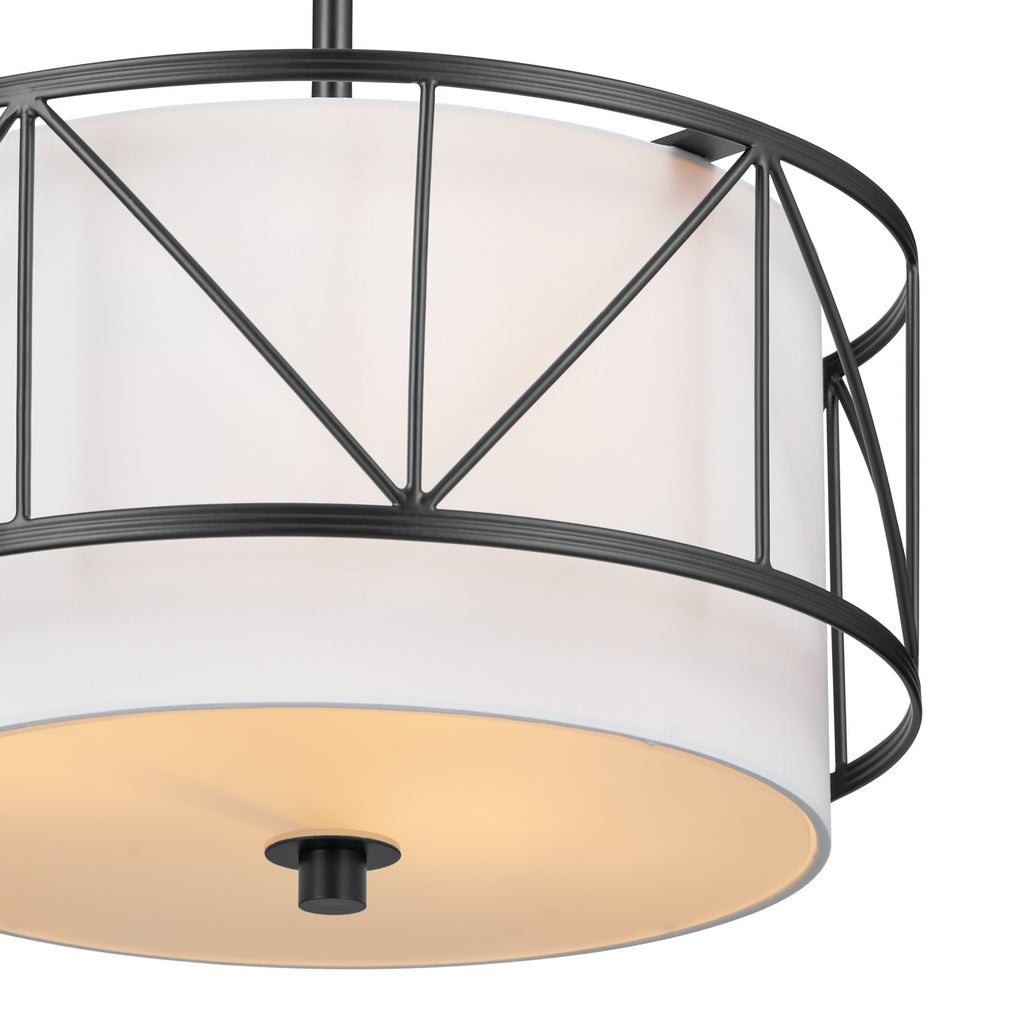 KICHLER 52074BK Birkleigh 14" 3 Light Pendant/Semi Flush Black
