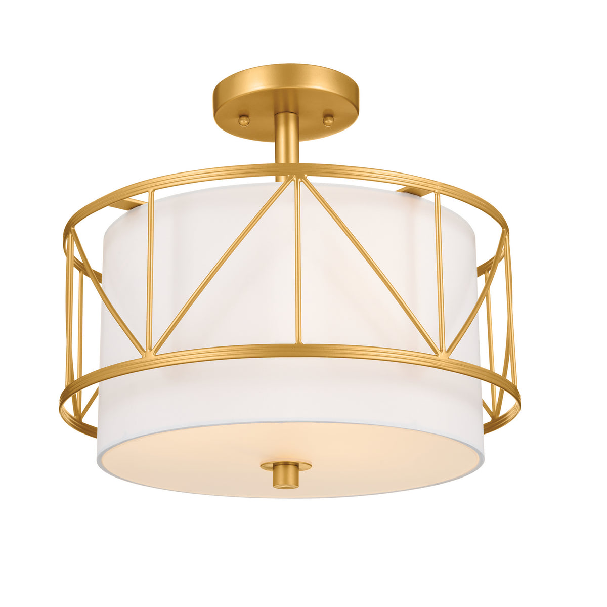 KICHLER 52074CLG Birkleigh 14" 3 Light Pendant/Semi Flush Classic Gold