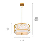 KICHLER 52074CLG Birkleigh 14" 3 Light Pendant/Semi Flush Classic Gold