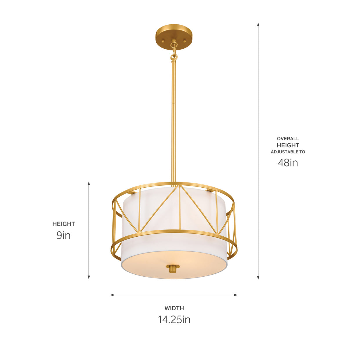 KICHLER 52074CLG Birkleigh 14" 3 Light Pendant/Semi Flush Classic Gold