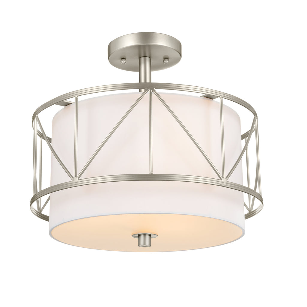 KICHLER 52074SN Birkleigh 14" 3 Light Pendant/Semi Flush Satin Nickel