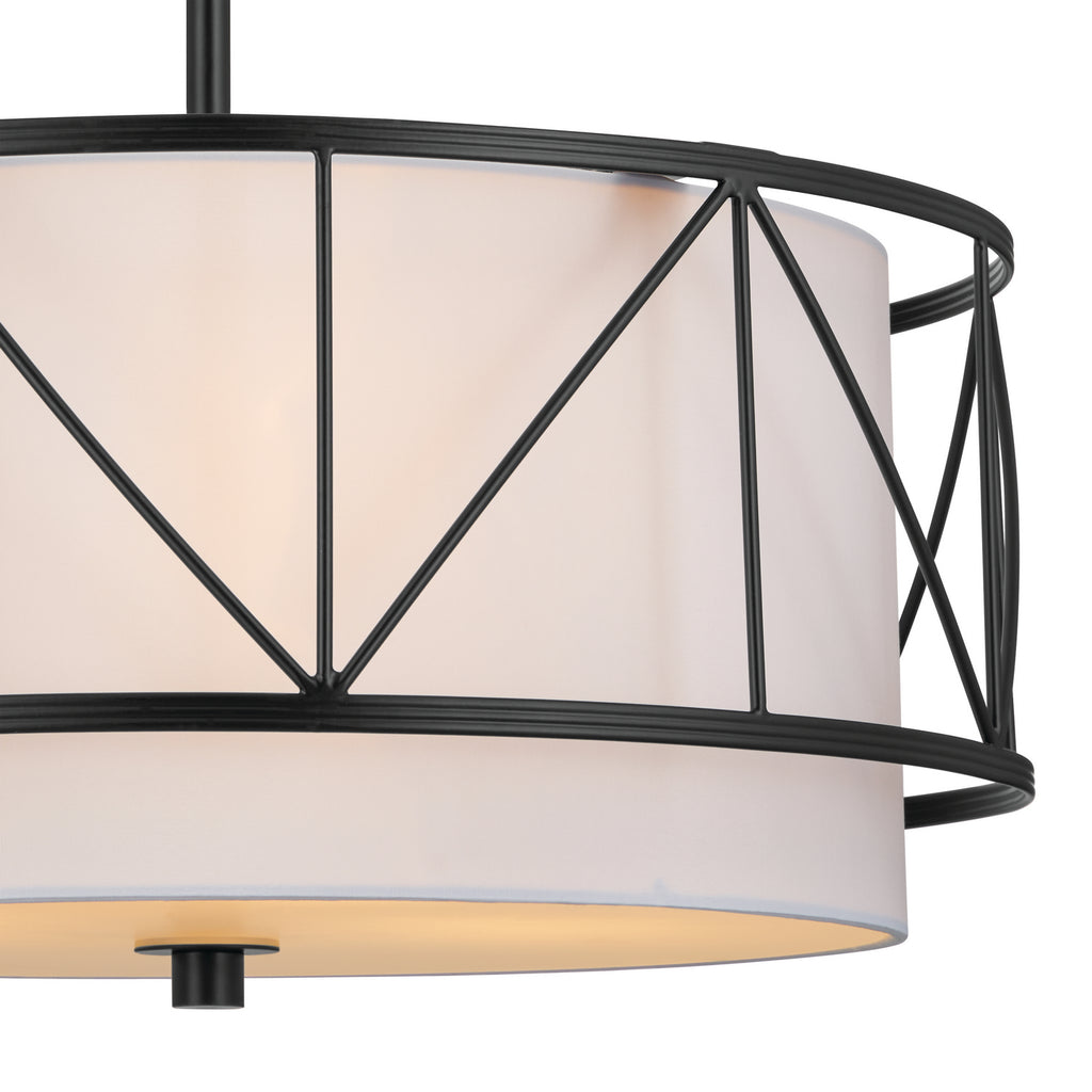 KICHLER 52075BK Birkleigh 18" 3 Light Pendant/Semi Flush Black