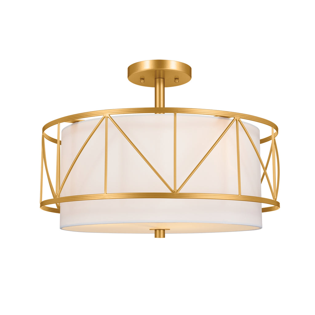 KICHLER 52075CLG Birkleigh 18" 3 Light Pendant/Semi Flush Classic Gold