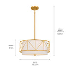 KICHLER 52075CLG Birkleigh 18" 3 Light Pendant/Semi Flush Classic Gold