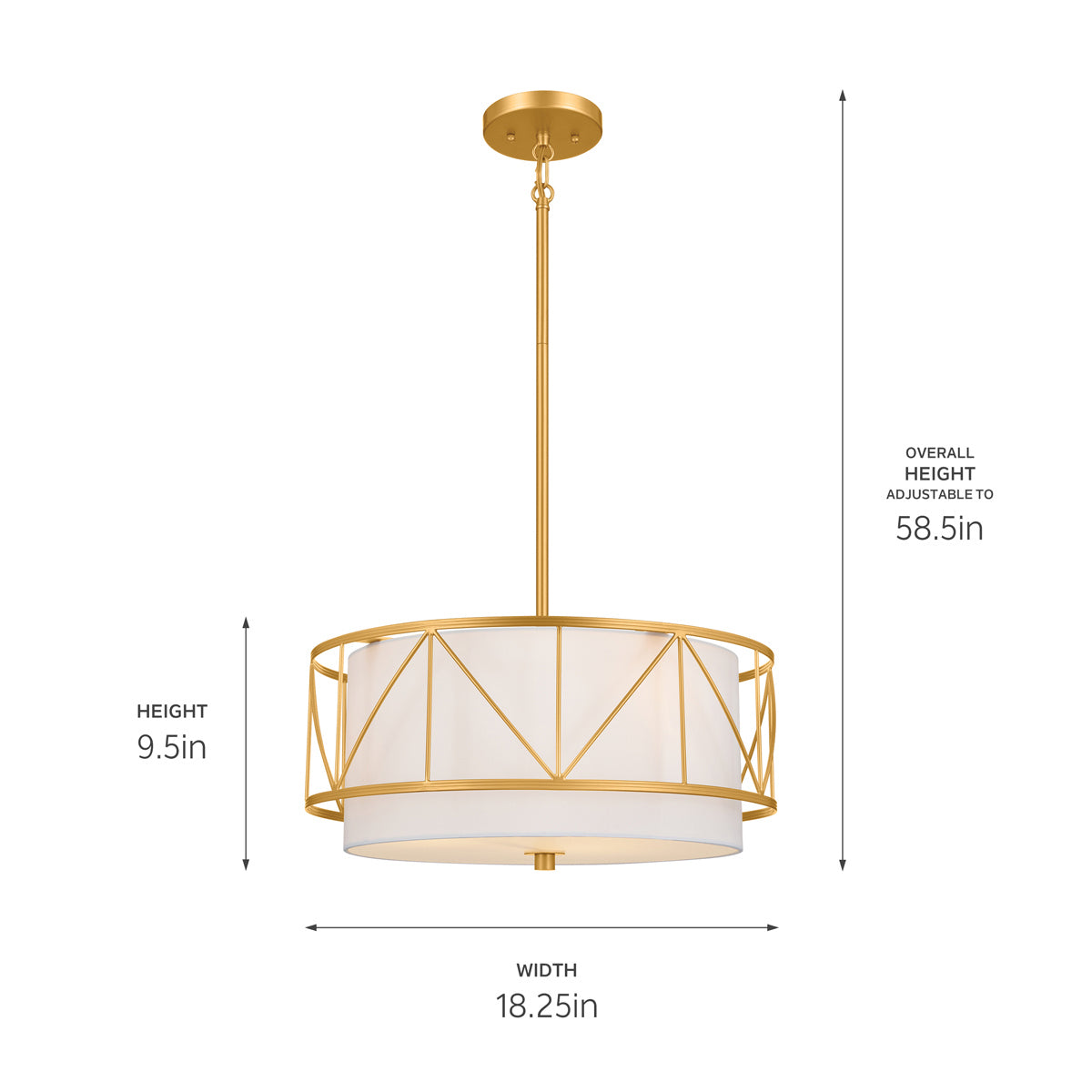 KICHLER 52075CLG Birkleigh 18" 3 Light Pendant/Semi Flush Classic Gold