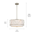 KICHLER 52075SN Birkleigh 18" 3 Light Pendant/Semi Flush Satin Nickel
