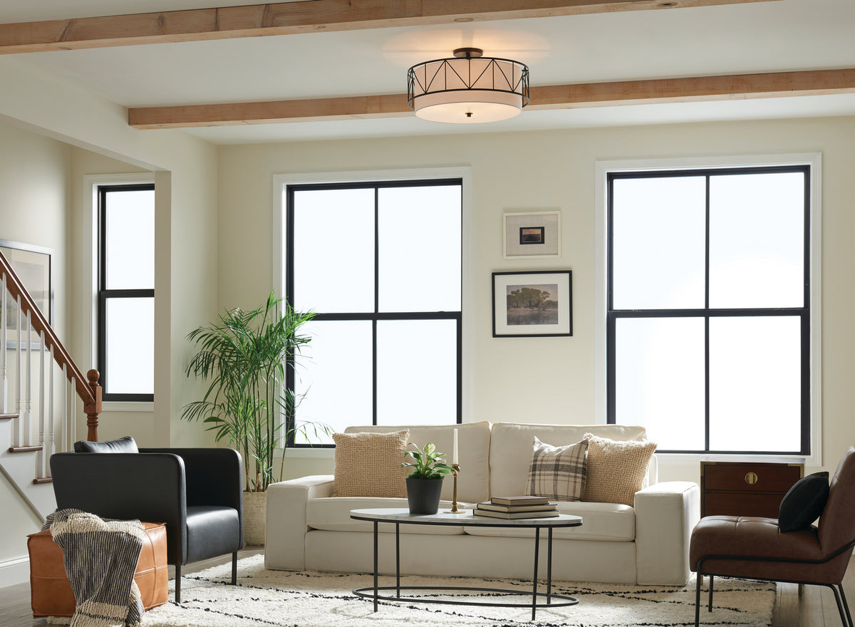 KICHLER 52076BK Birkleigh 24" 4 Light Semi Flush Black