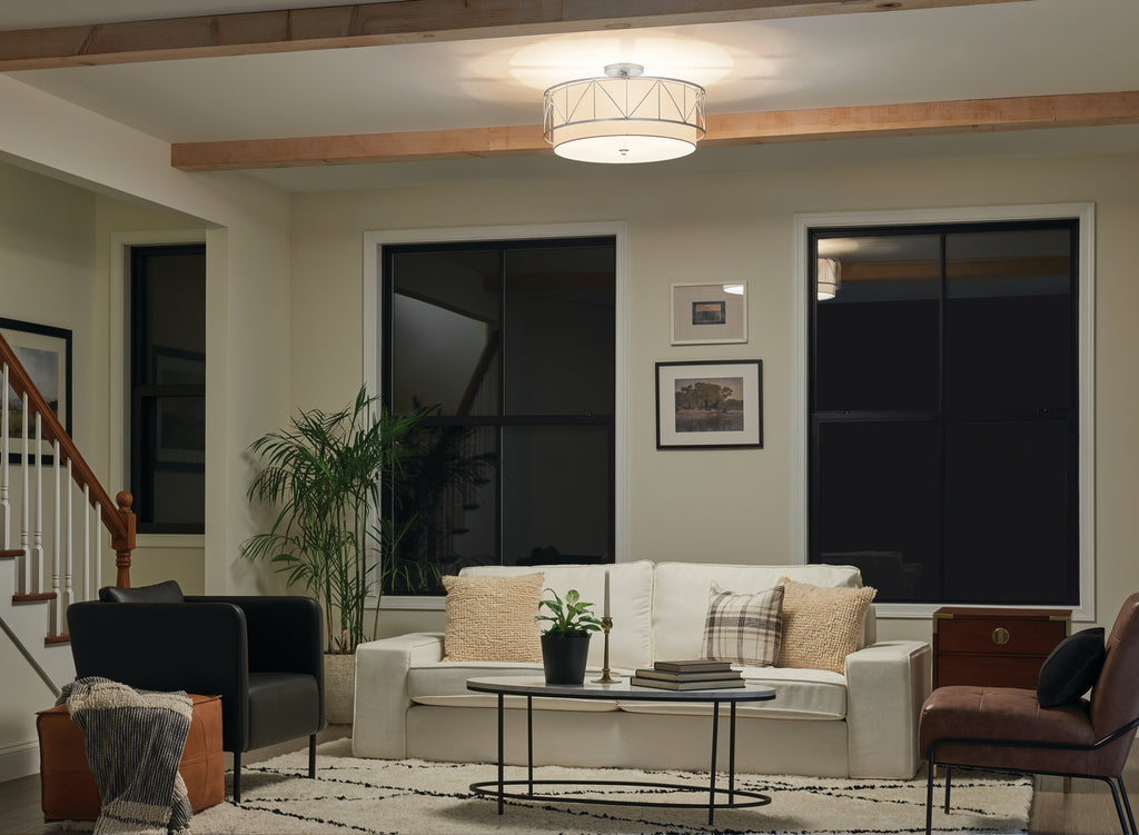 KICHLER 52076SN Birkleigh 24" 4 Light Semi Flush Satin Nickel