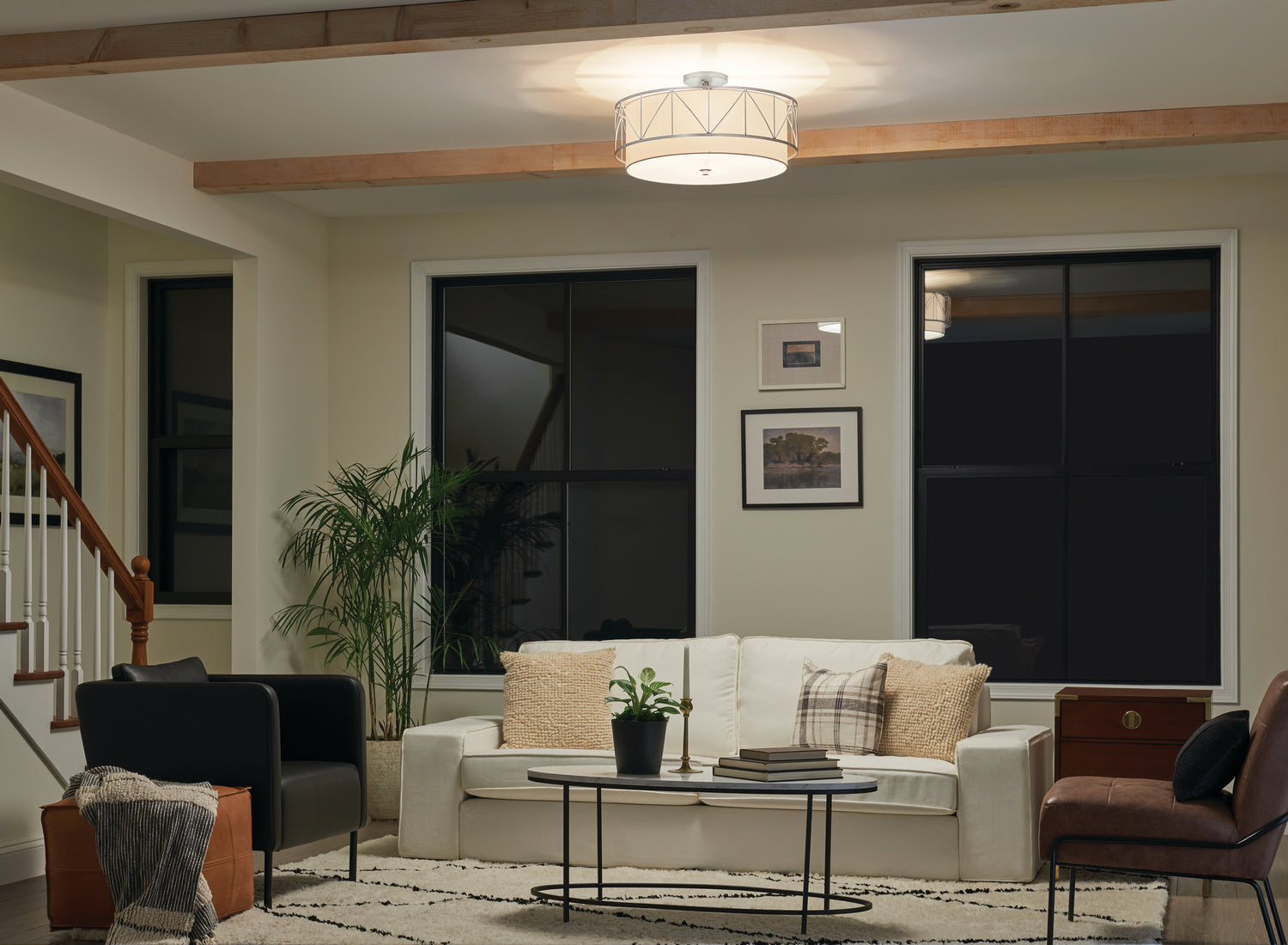 KICHLER 52076SN Birkleigh 24" 4 Light Semi Flush Satin Nickel