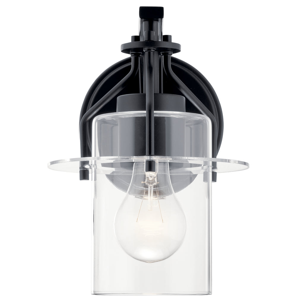 KICHLER 55077BK Everett 9.25 Inch 1 Light Wall Sconce with Clear Glass in Black