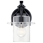 KICHLER 55077BK Everett 9.25 Inch 1 Light Wall Sconce with Clear Glass in Black