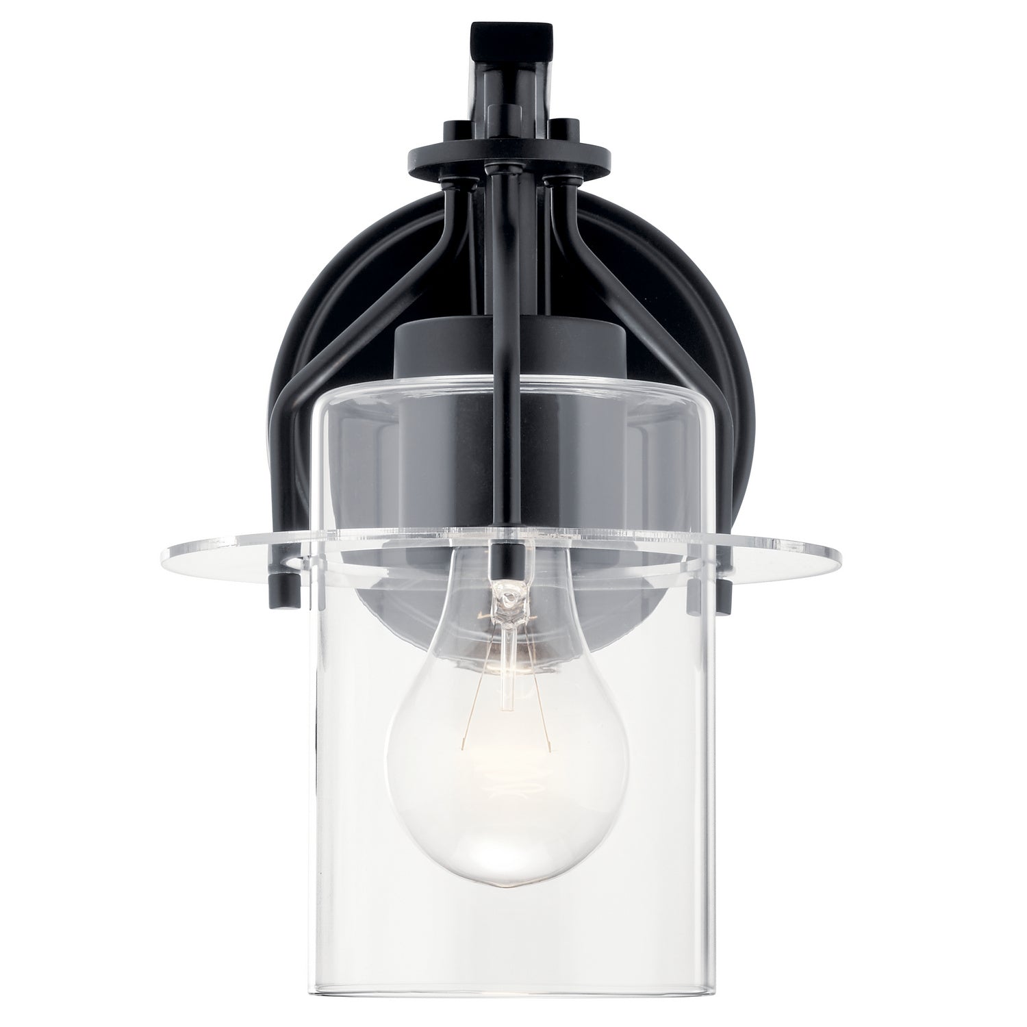 KICHLER 55077BK Everett 9.25 Inch 1 Light Wall Sconce with Clear Glass in Black