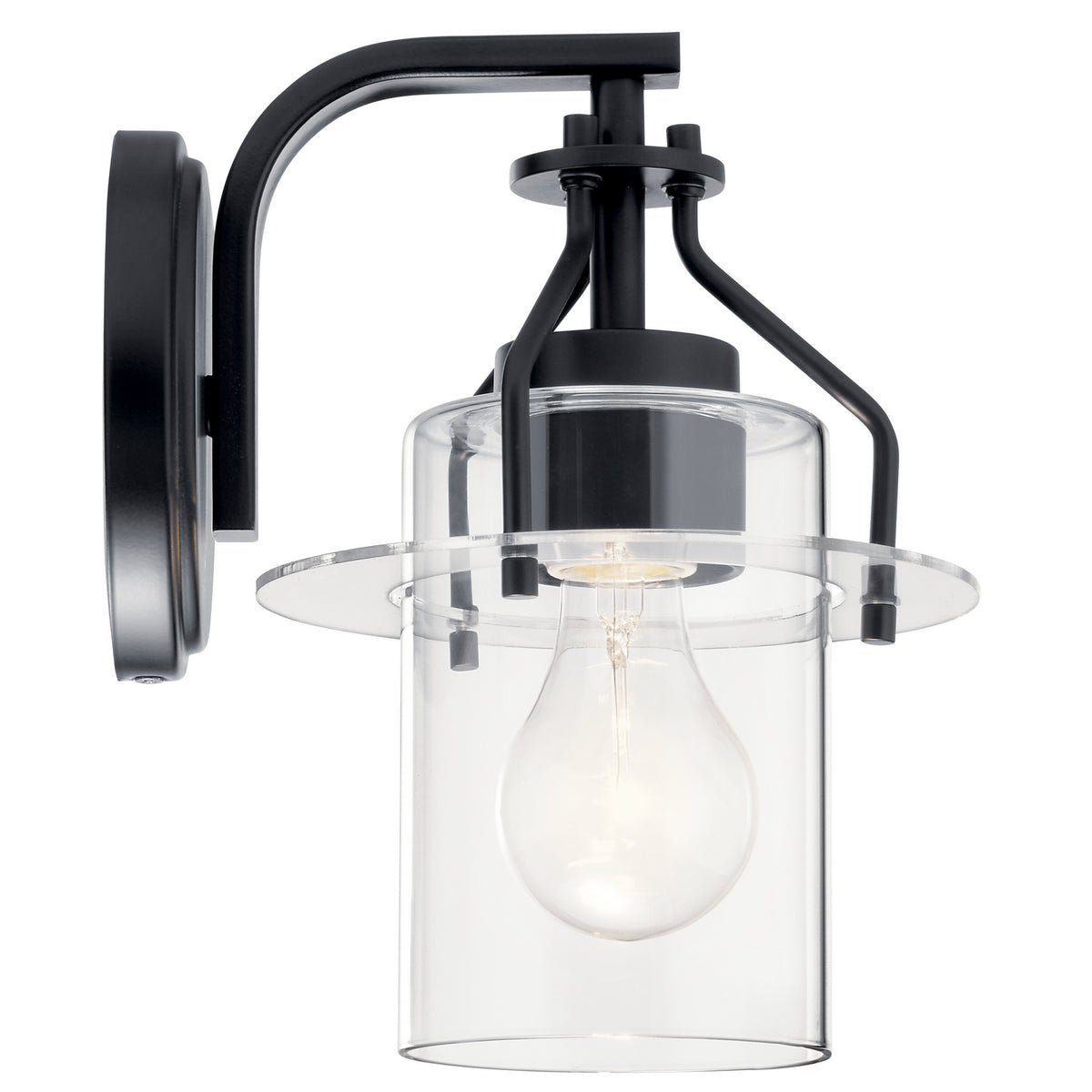 KICHLER 55077BK Everett 9.25 Inch 1 Light Wall Sconce with Clear Glass in Black
