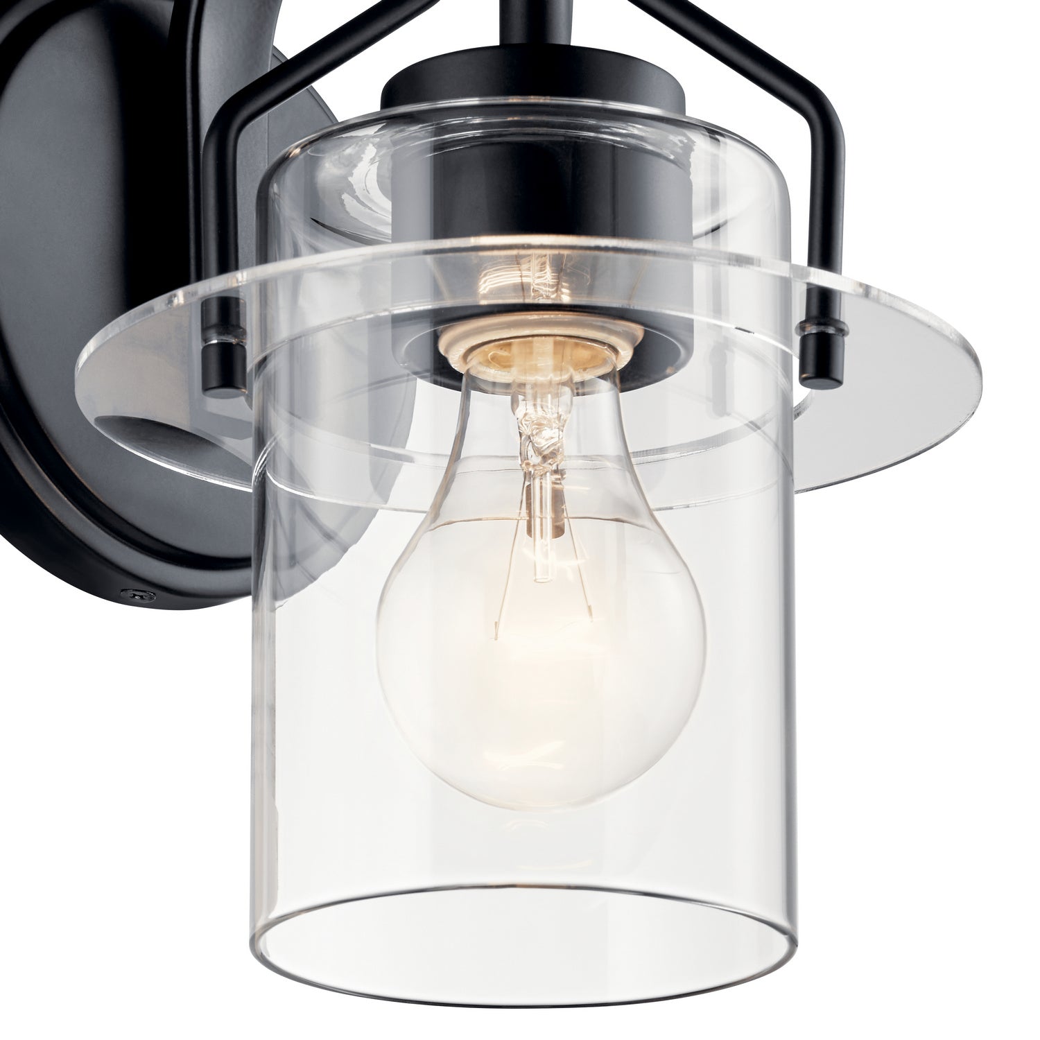KICHLER 55077BK Everett 9.25 Inch 1 Light Wall Sconce with Clear Glass in Black
