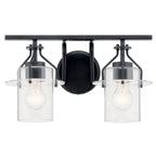 KICHLER 55078BK Everett 16 Inch 2 Light Vanity Light with Clear Glass in Black