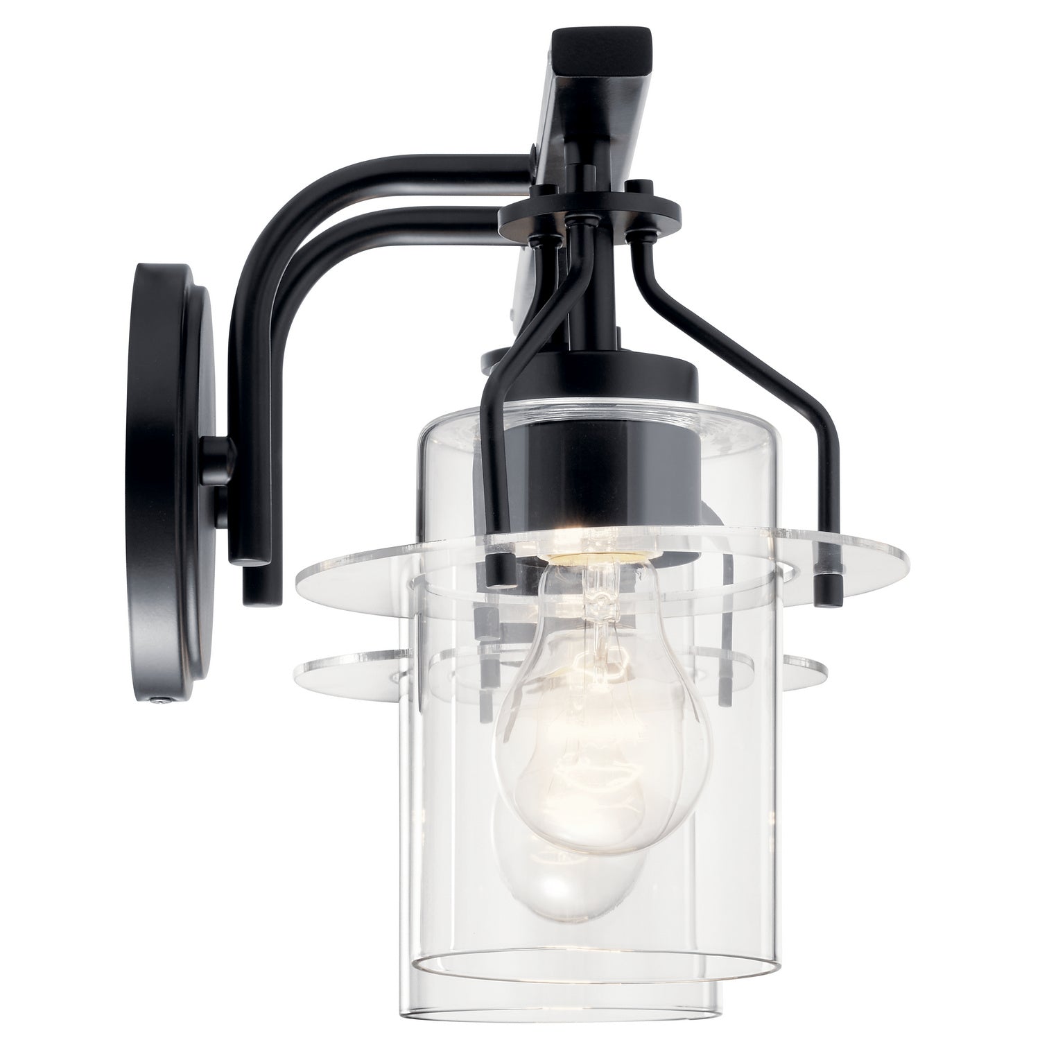 KICHLER 55078BK Everett 16 Inch 2 Light Vanity Light with Clear Glass in Black