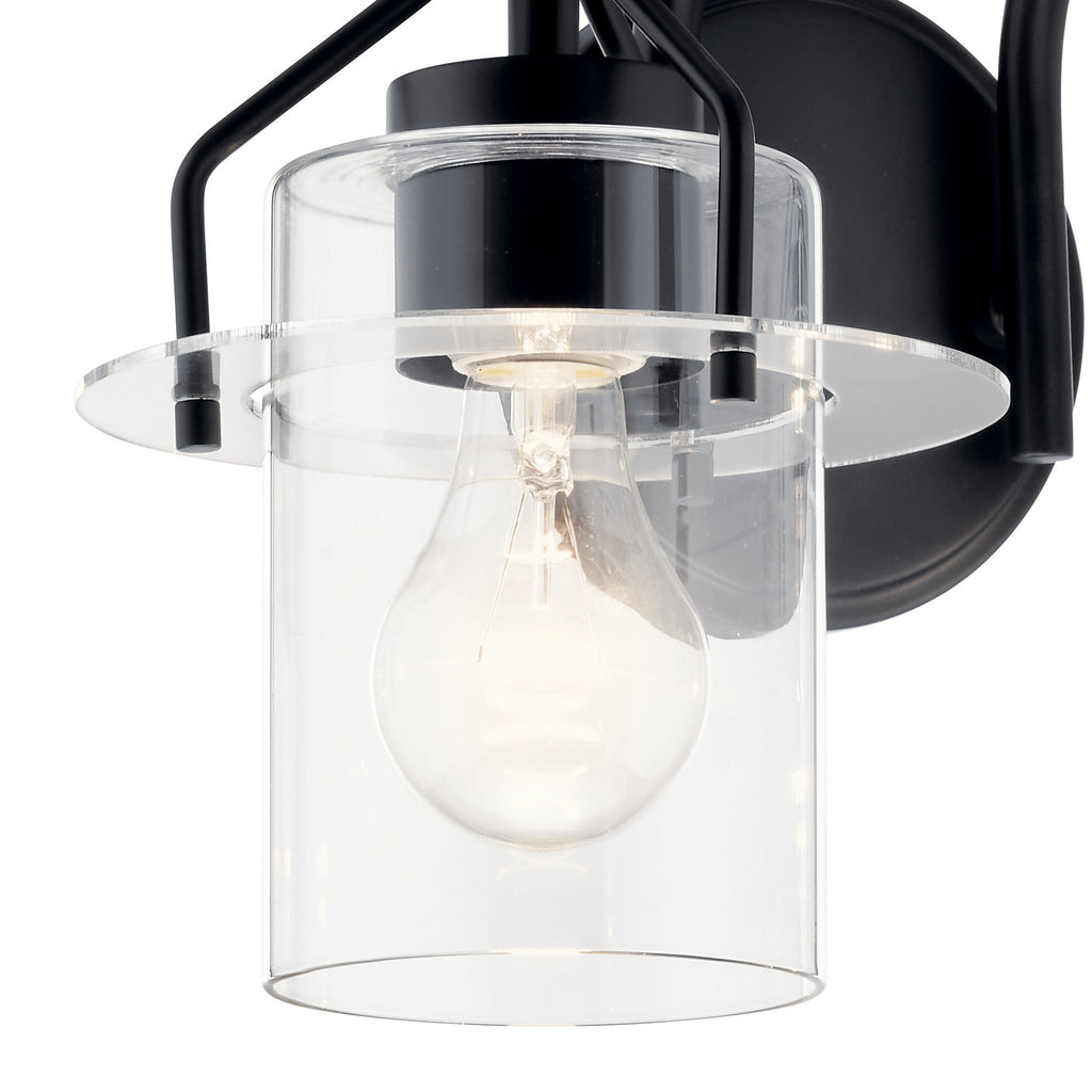 KICHLER 55078BK Everett 16 Inch 2 Light Vanity Light with Clear Glass in Black