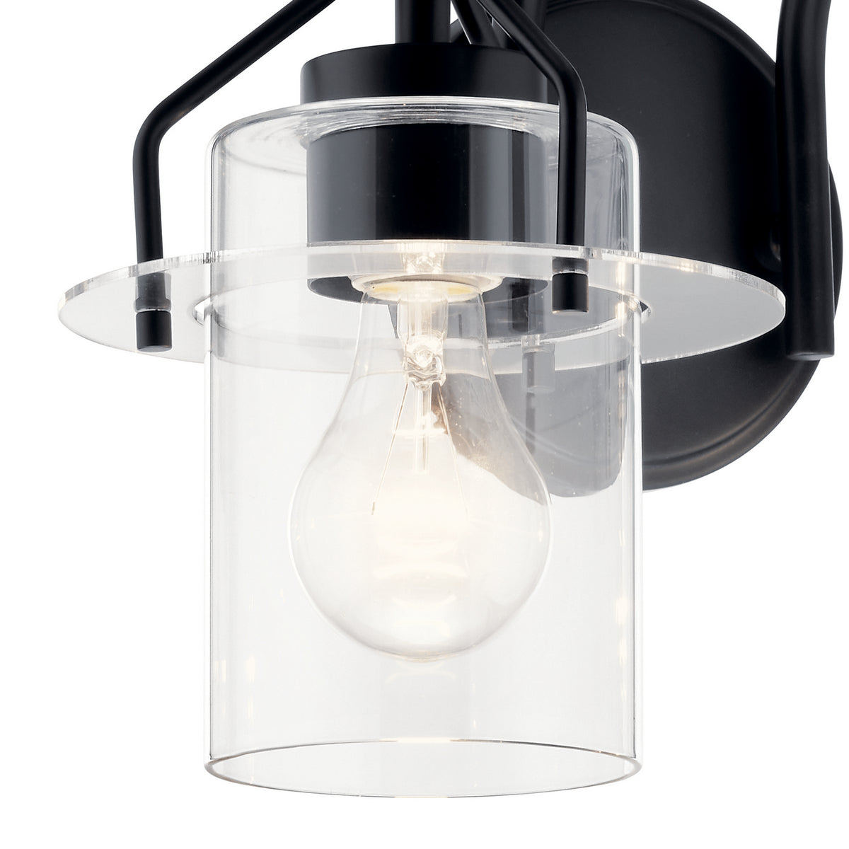 KICHLER 55078BK Everett 16 Inch 2 Light Vanity Light with Clear Glass in Black