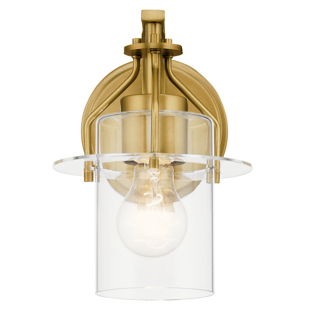 KICHLER 55077NBR Everett 9.25 Inch 1 Light Wall Sconce with Clear Glass in Polished Nickel
