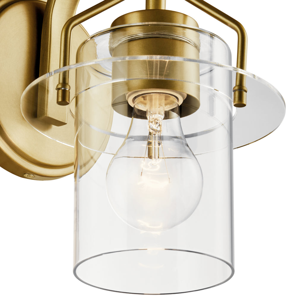 KICHLER 55077NBR Everett 9.25 Inch 1 Light Wall Sconce with Clear Glass in Polished Nickel