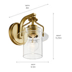 KICHLER 55077NBR Everett 9.25 Inch 1 Light Wall Sconce with Clear Glass in Polished Nickel
