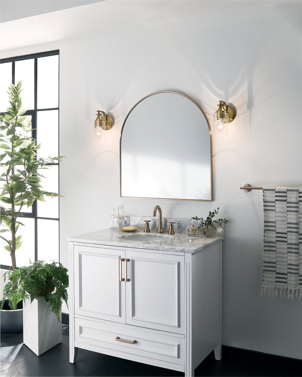 KICHLER 55077NBR Everett 9.25 Inch 1 Light Wall Sconce with Clear Glass in Polished Nickel