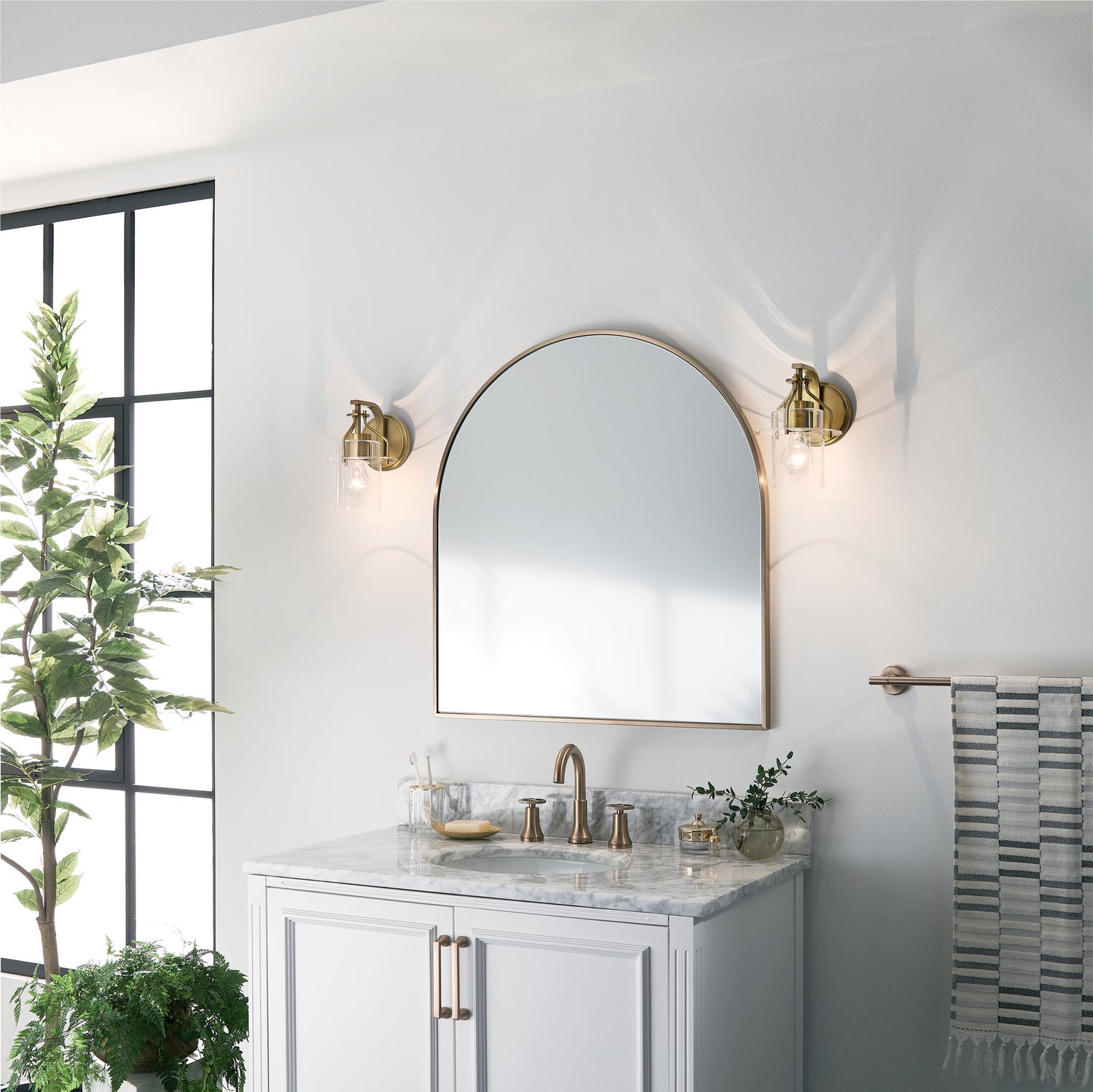 KICHLER 55077NBR Everett 9.25 Inch 1 Light Wall Sconce with Clear Glass in Polished Nickel