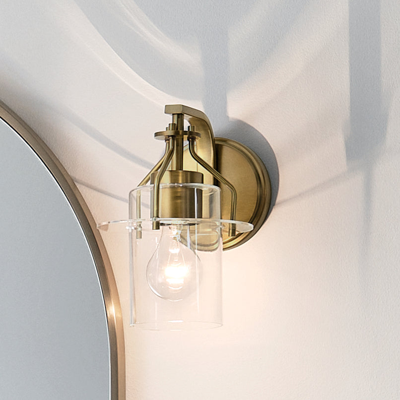 KICHLER 55077NBR Everett 9.25 Inch 1 Light Wall Sconce with Clear Glass in Polished Nickel