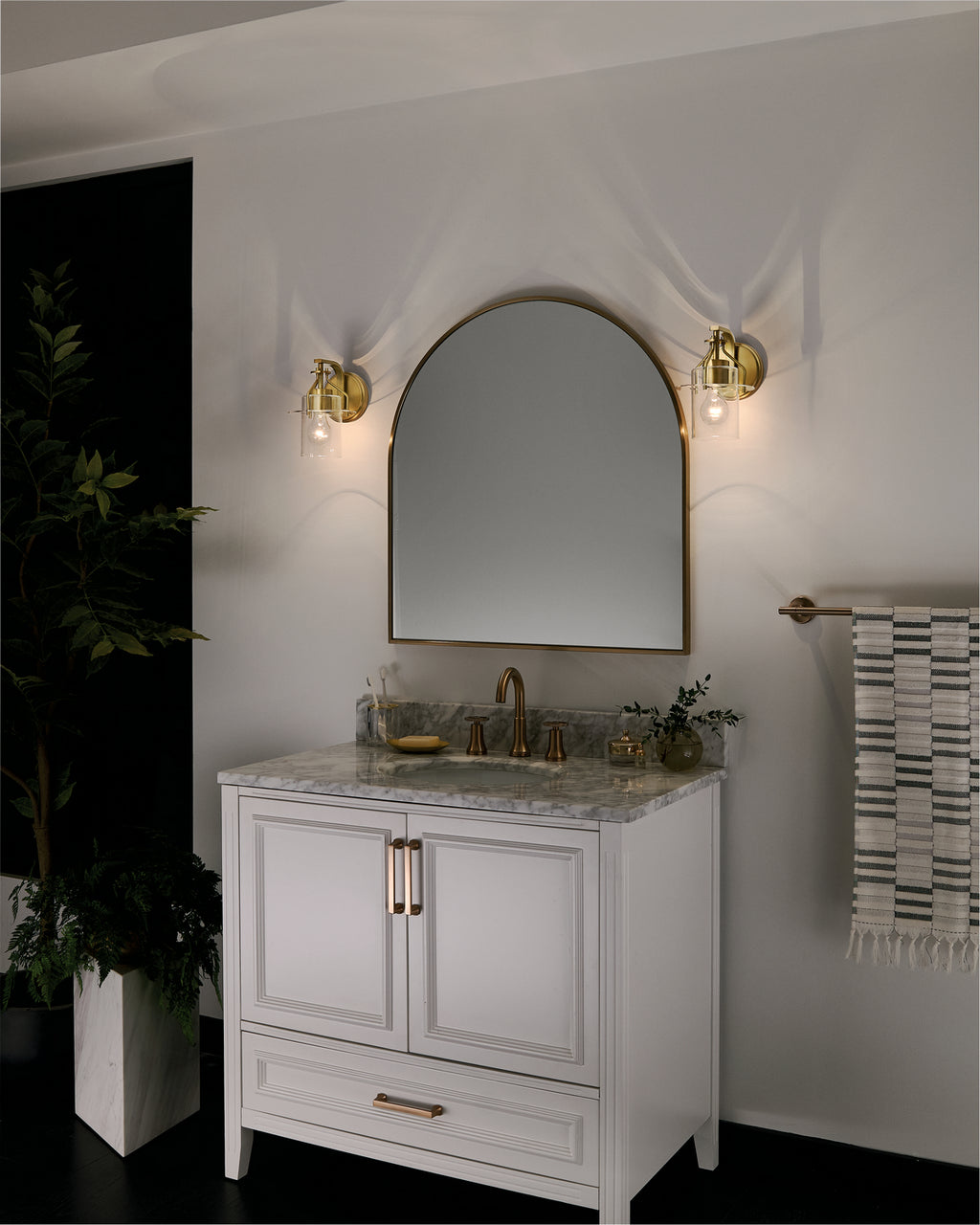 KICHLER 55077NBR Everett 9.25 Inch 1 Light Wall Sconce with Clear Glass in Polished Nickel