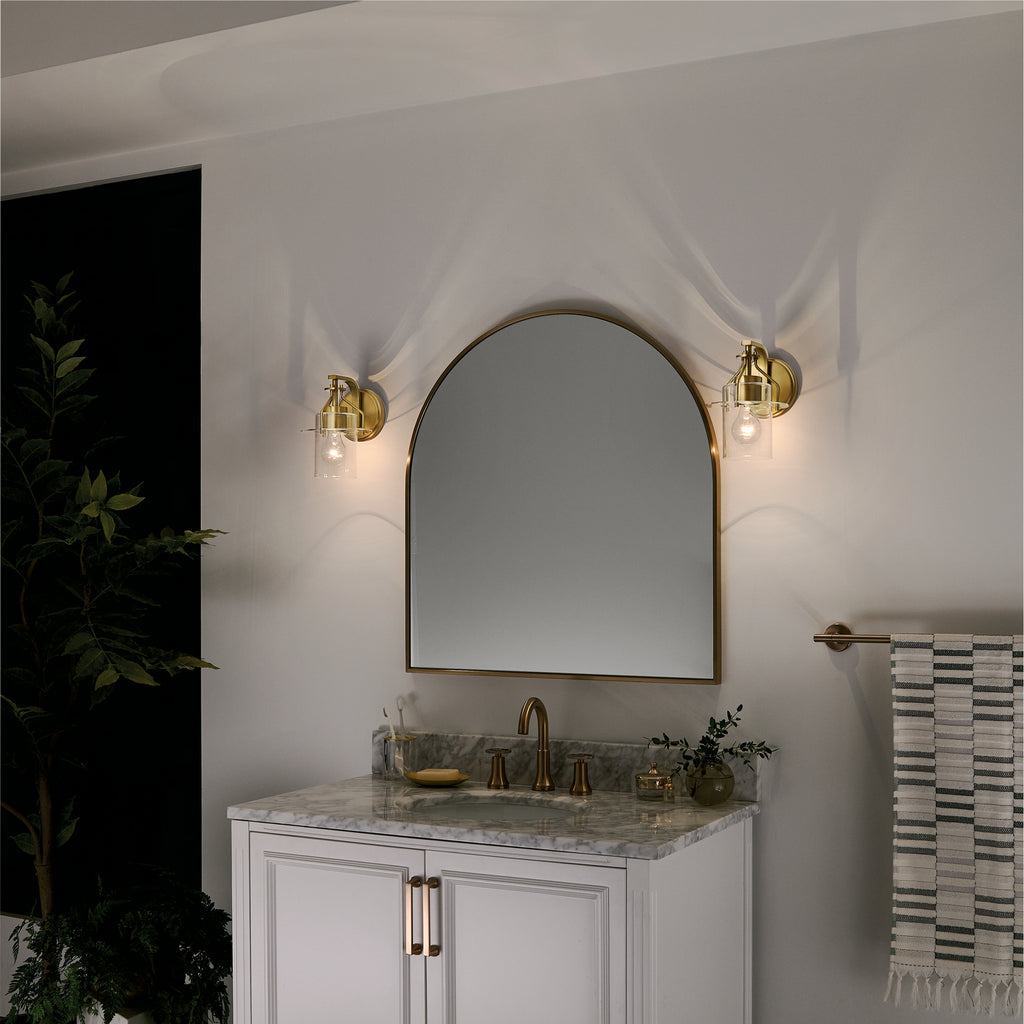 KICHLER 55077NBR Everett 9.25 Inch 1 Light Wall Sconce with Clear Glass in Polished Nickel