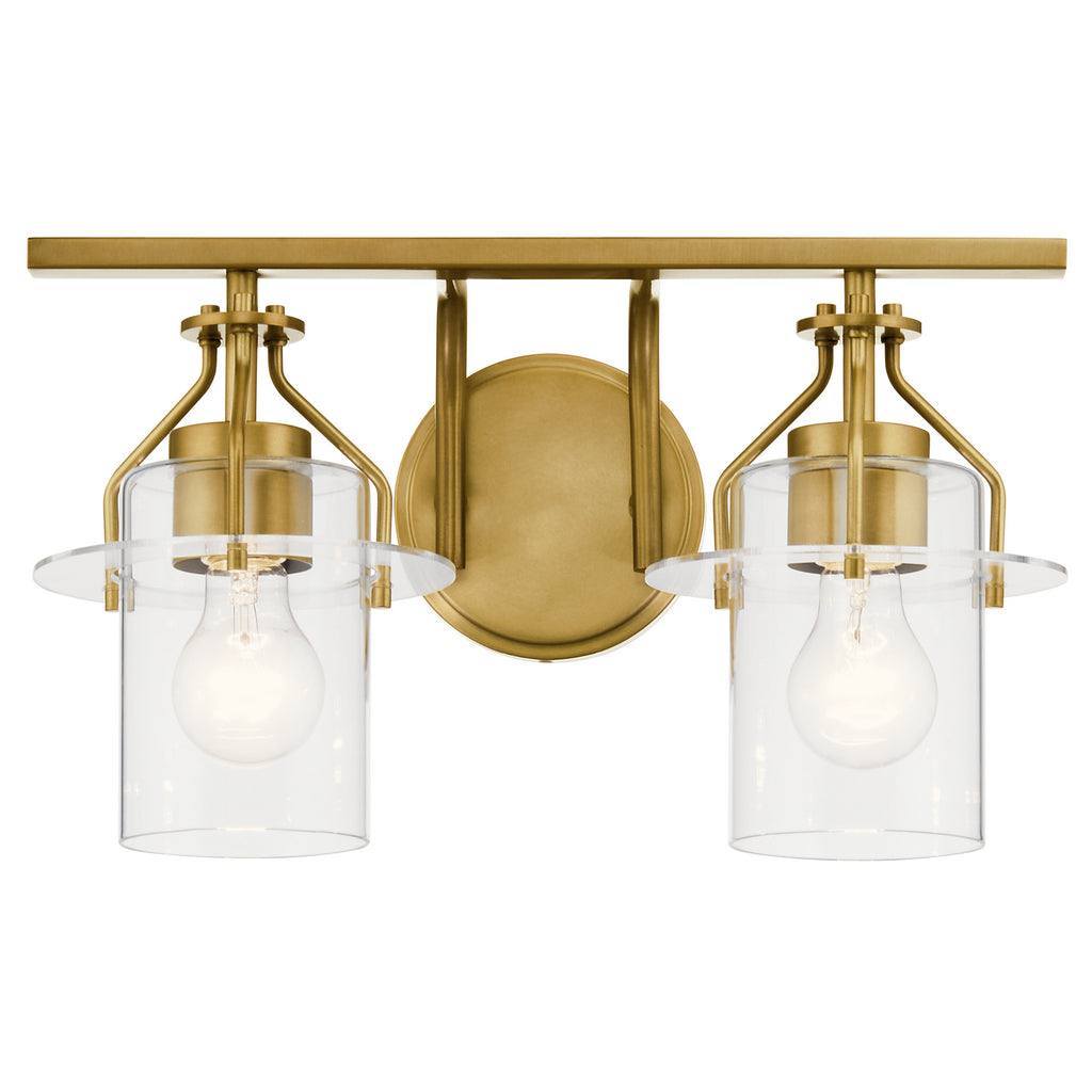 KICHLER 55078NBR Everett 16 Inch 2 Light Vanity Light with Clear Glass in Polished Nickel