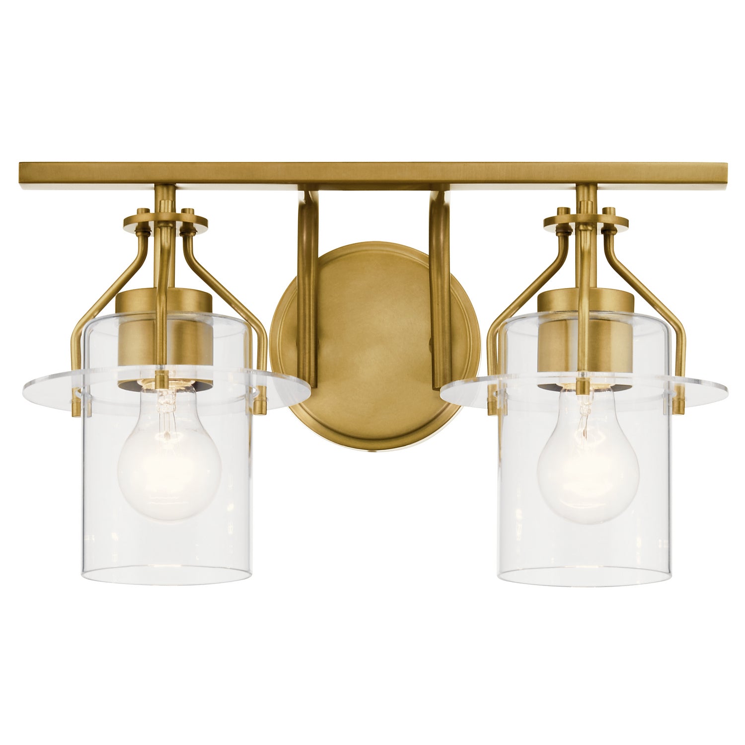 KICHLER 55078NBR Everett 16 Inch 2 Light Vanity Light with Clear Glass in Polished Nickel
