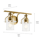 KICHLER 55078NBR Everett 16 Inch 2 Light Vanity Light with Clear Glass in Polished Nickel