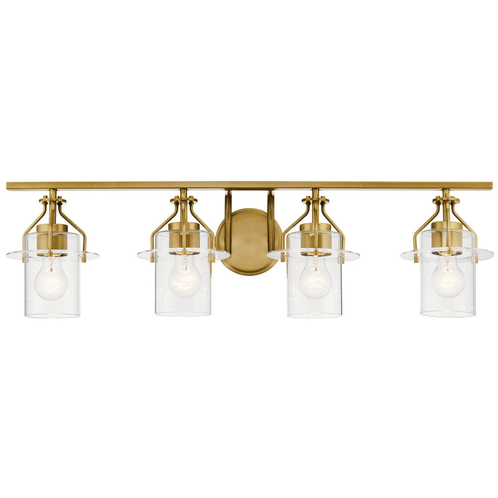 KICHLER 55080NBR Everett 24 Inch 4 Light Vanity Light with Clear Glass in Polished Nickel