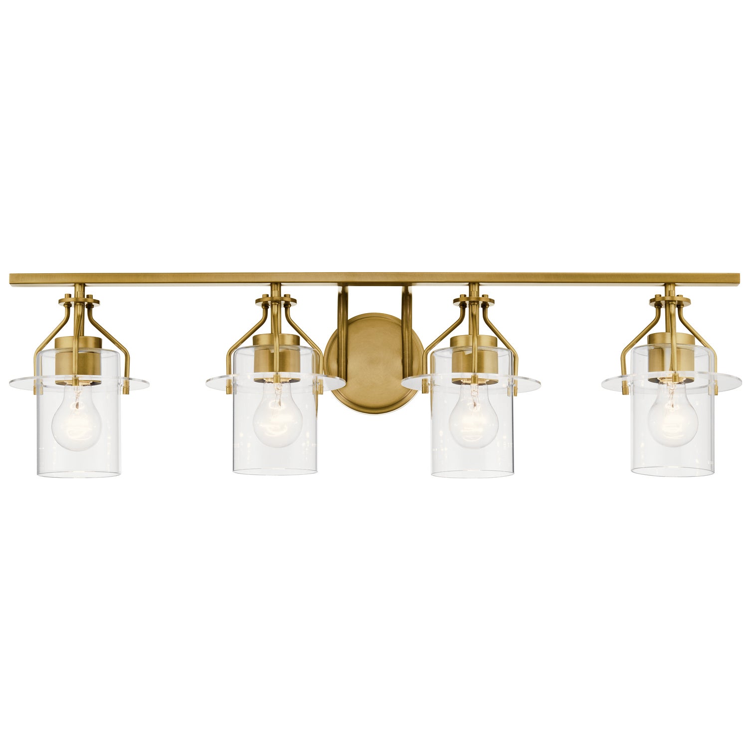 KICHLER 55080NBR Everett 24 Inch 4 Light Vanity Light with Clear Glass in Polished Nickel