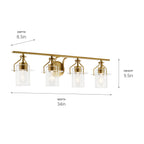 KICHLER 55080NBR Everett 24 Inch 4 Light Vanity Light with Clear Glass in Polished Nickel
