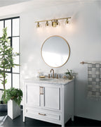 KICHLER 55080NBR Everett 24 Inch 4 Light Vanity Light with Clear Glass in Polished Nickel