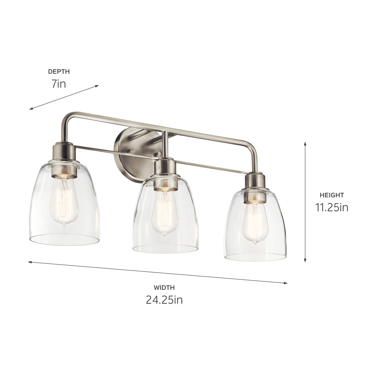 KICHLER 55102NI Meller 24" 3 Light Vanity Light With Clear Glass Black
