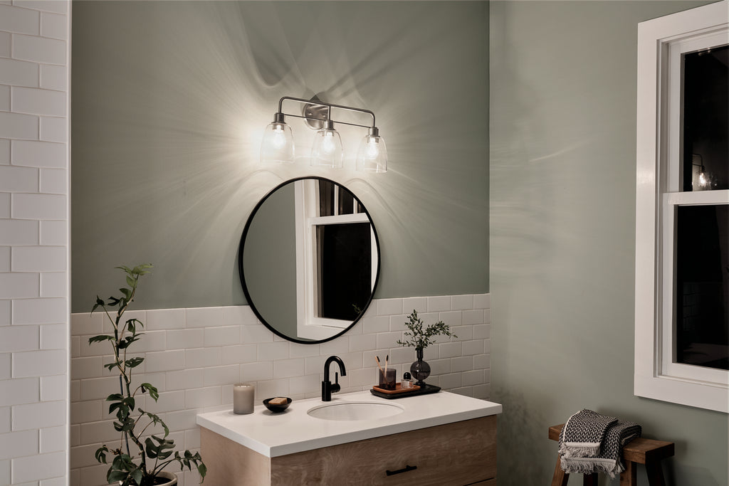 KICHLER 55102NI Meller 24" 3 Light Vanity Light With Clear Glass Black